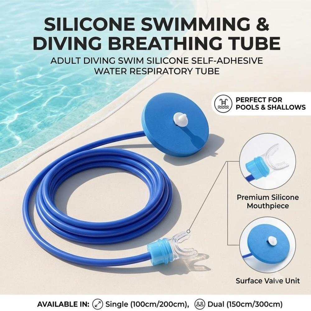Saltwater Line - ท่อหายใจซิลิโคนสำหรับดำน้ำสำหรับผู้ใหญ่ ท่อหายใจแบบยืดหยุ่นสำหรับดำน้ำตื้น สายหายใจใต้น้ำ