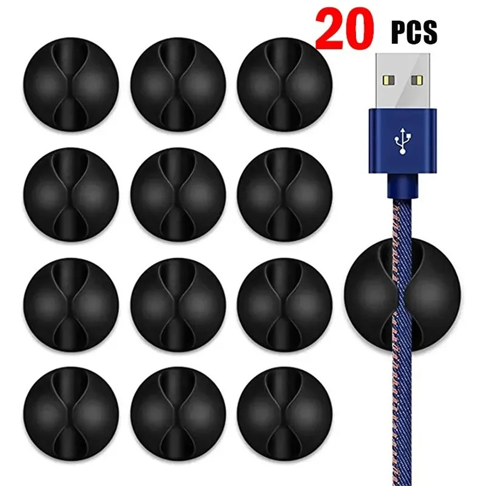 Tippet Line - คลิปหนีบสาย USB 20 ชิ้น สายซิลิโคนสำหรับจัดระเบียบสายเมาส์ สายเคเบิลโทรศัพท์สำนักงาน