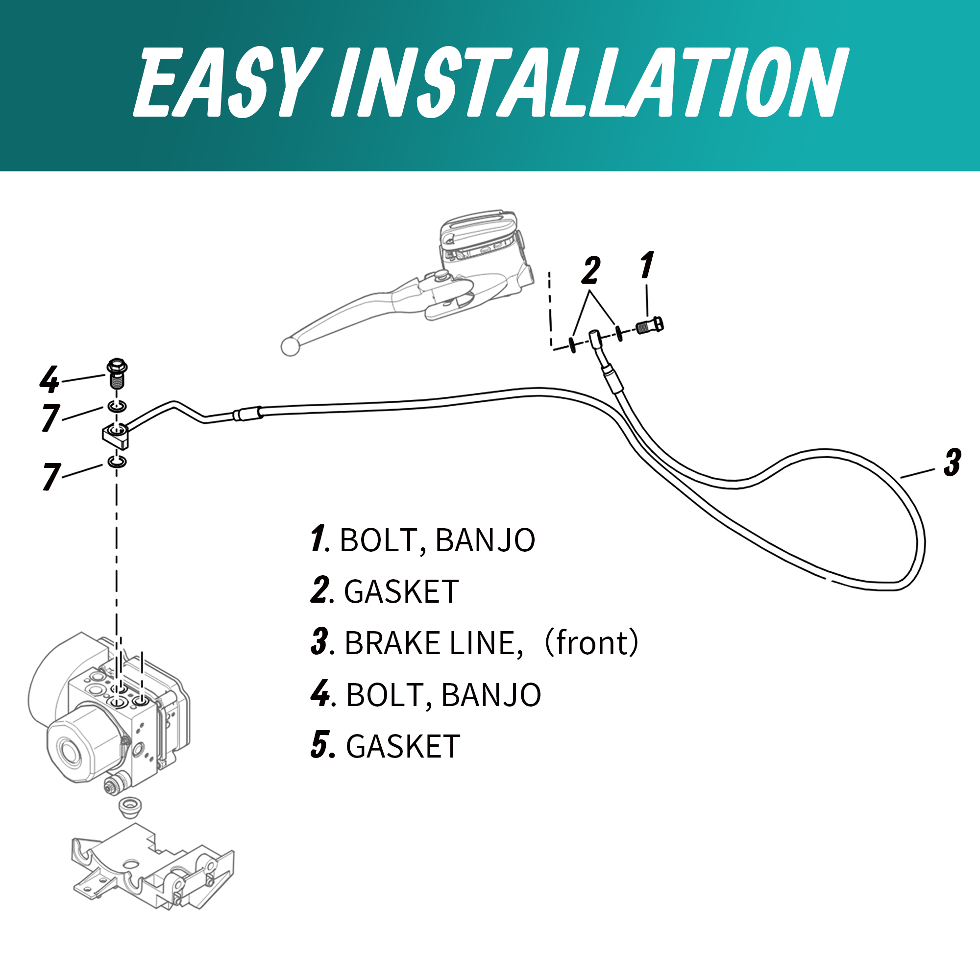 สายเบรกหน้าบนสำหรับรถฮาร์เลย์  - Braided Line บทวิจารณ์และราคา