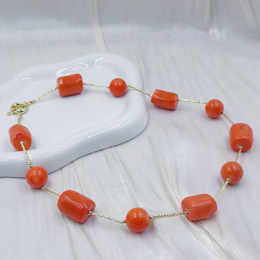 สร้อยคอสั้นสำหรับผู้หญิง สีส้ม - Freshwater Line บทวิจารณ์และราคา